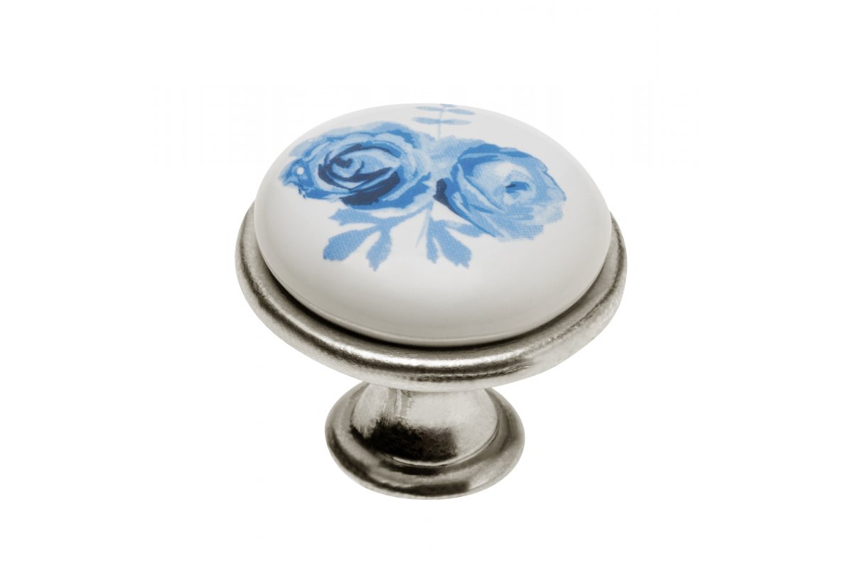 GP-0728-J4-A-07 Дръжка топче J4-A /blue rose/ ант.сребро - Image 1
